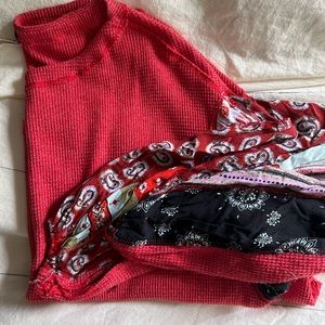 Free People Printed Puff Sleeve Top